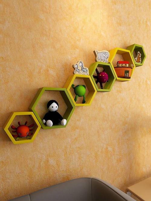 home deco hexagon shape storage wall shelves set of 6 - 14894283 - Very Small Image - 1