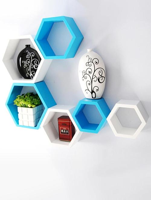 home deco hexagon shape storage wall shelves set of 6 - 14894296 - Very Small Image - 1