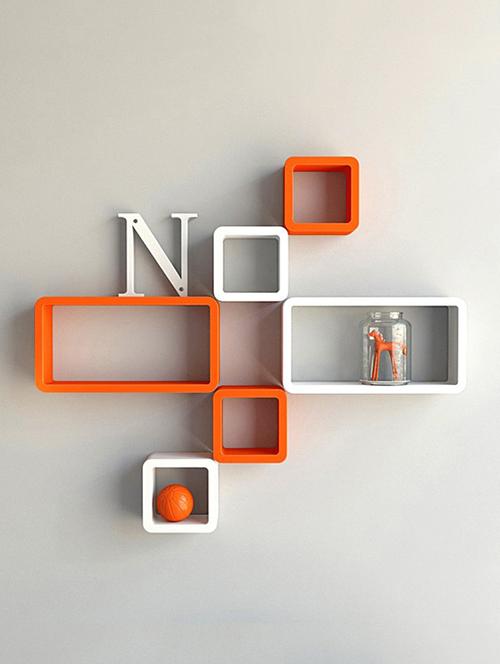 decor wall rack shelves cube rectangle designer wall shelf set of 6 - 14894358 - Very Small Image - 1