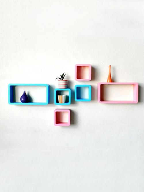 decor wall rack shelves cube rectangle designer wall shelf set of 6 - 14894359 - Very Small Image - 1