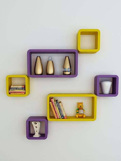 decor wall rack shelves cube rectangle designer wall shelf set of 6 - 14894363 - Very Small Image - 1