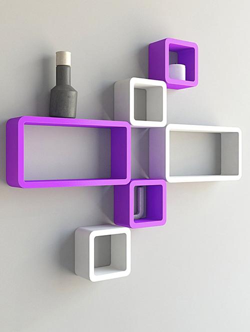 decor wall rack shelves cube rectangle designer wall shelf set of 6 - 14894367 - Very Small Image - 1