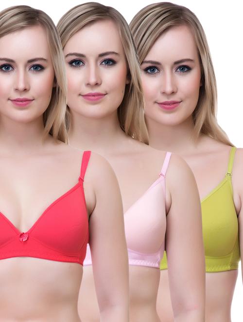set of 3 multi colored cotton bra - 14894872 - Very Small Image - 1