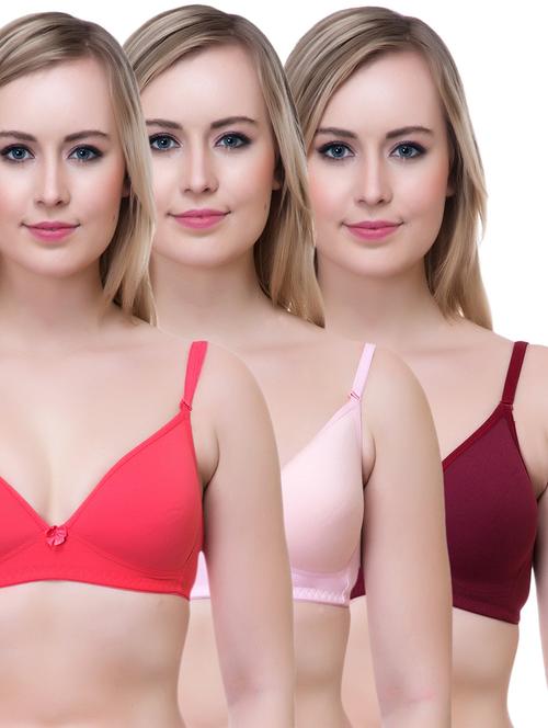 set of 3 multi colored cotton bra - 14894878 - Very Small Image - 1