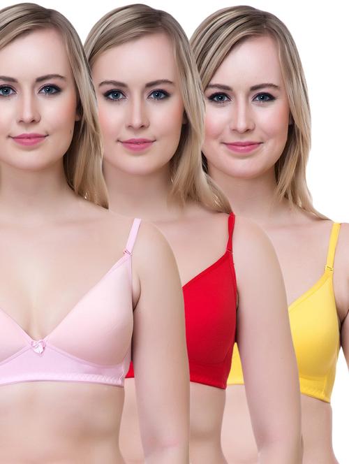 set of 3 multi colored cotton bra - 14894894 - Very Small Image - 1