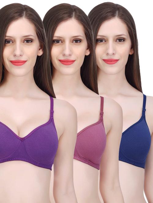 set of 3 multi colored hosery bra - 14895327 - Very Small Image - 1