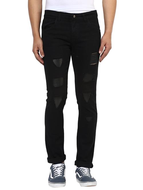 black denim patched jeans - 14895541 - Very Small Image - 1