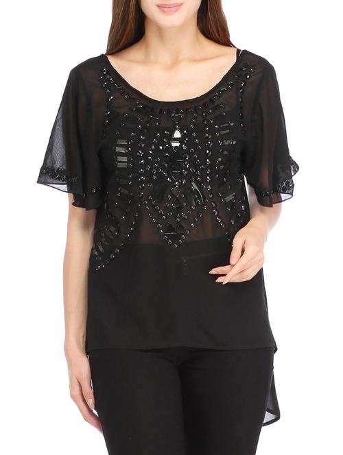 solid black embellished top - 14895638 - Very Small Image - 1