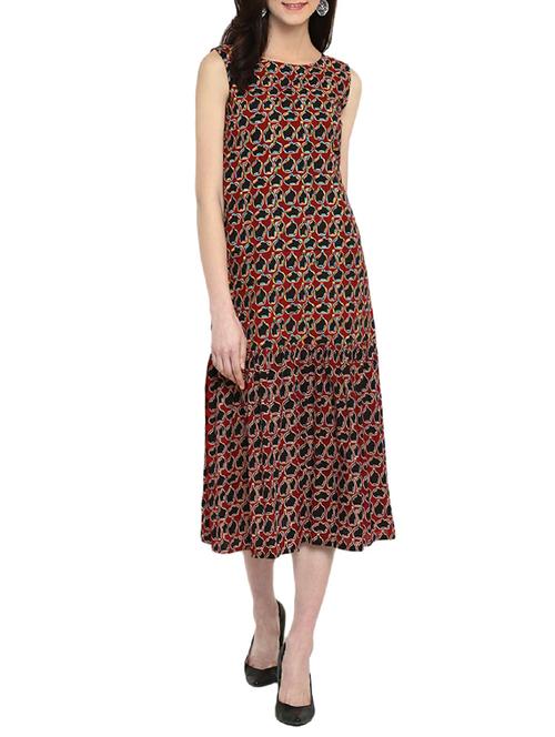 black printed a-line dress - 14897836 - Very Small Image - 1