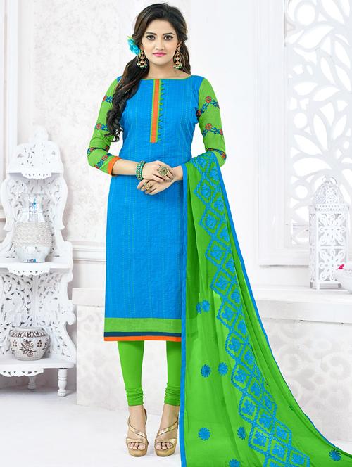 embroidered unstitched churidaar suit - 14898064 - Very Small Image - 1