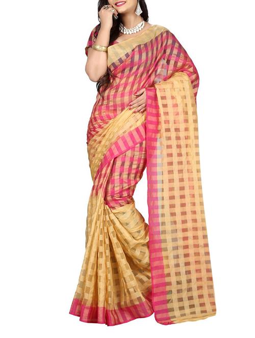 pink cotton silk saree with blouse - 14898345 - Very Small Image - 1
