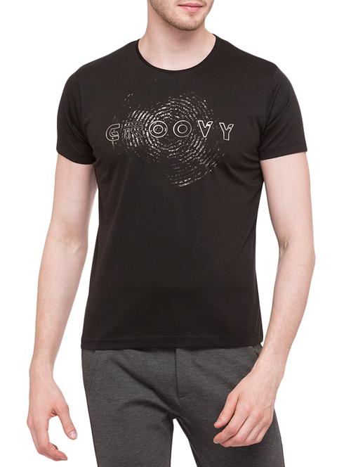 black cotton chest print t-shirt - 14898644 - Very Small Image - 1