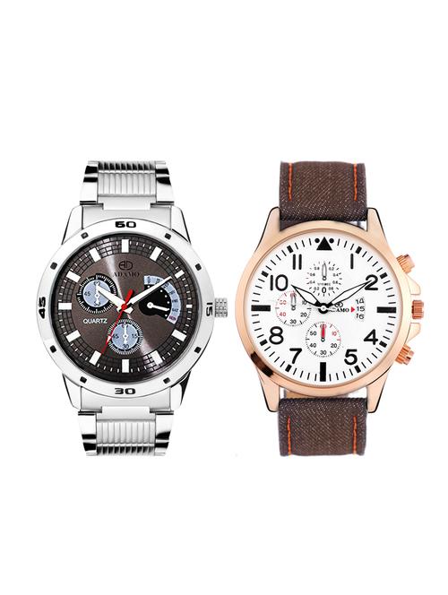 adamo designer date display men combo wrist watch 106-302br01 - 14900253 - Very Small Image - 1