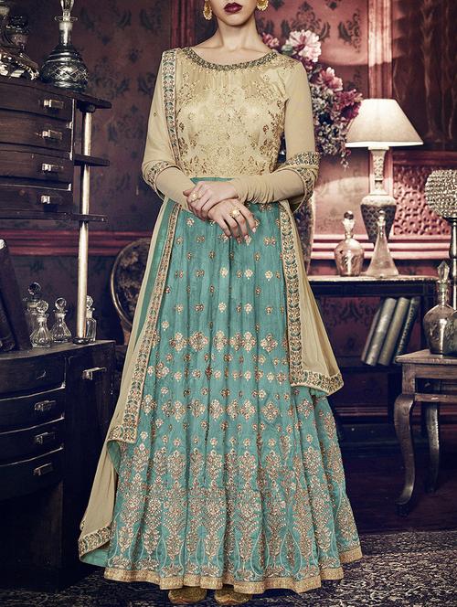 embroidered semi-stitched anarkali  suit - 14900402 - Very Small Image - 1