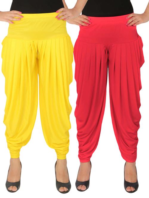 multi colored lycra combo salwars - 14900565 - Very Small Image - 1