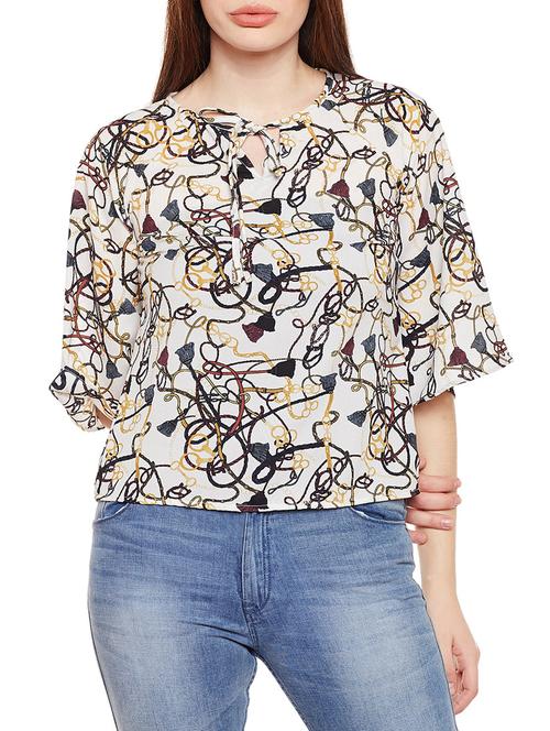 white printed top - 14900668 - Very Small Image - 1