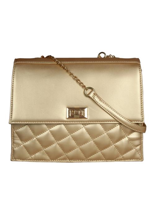 gold leatherette  regular sling bag - 14900748 - Very Small Image - 1