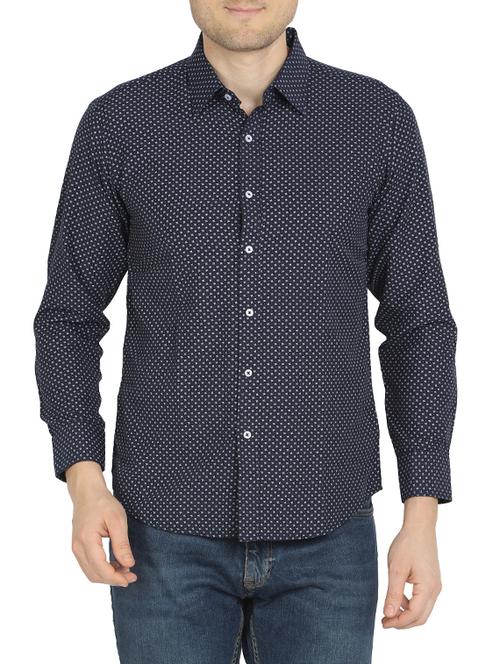 navy blue printed casual shirt - 14901104 - Very Small Image - 1