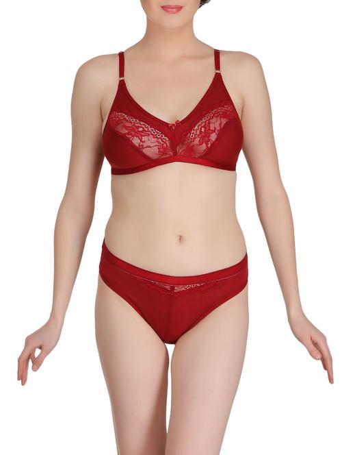 red hosery bra and panty set - 14901446 - Very Small Image - 1