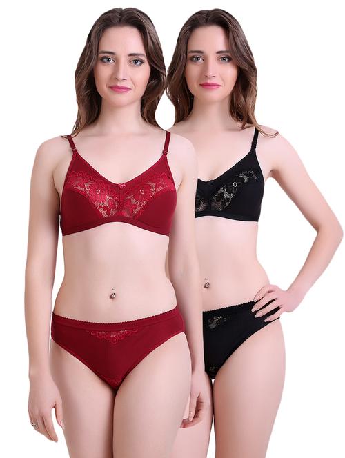 set of 2 multi colored bra and panty set - 14901745 - Very Small Image - 1