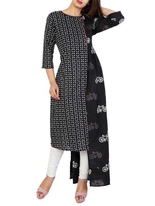 black rayon layered kurta - 14903348 - Very Small Image - 1