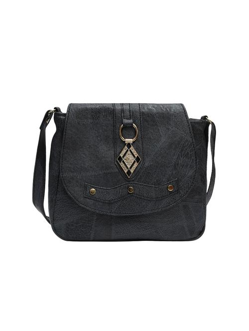 black leatherette  regular sling bag - 14903537 - Very Small Image - 1
