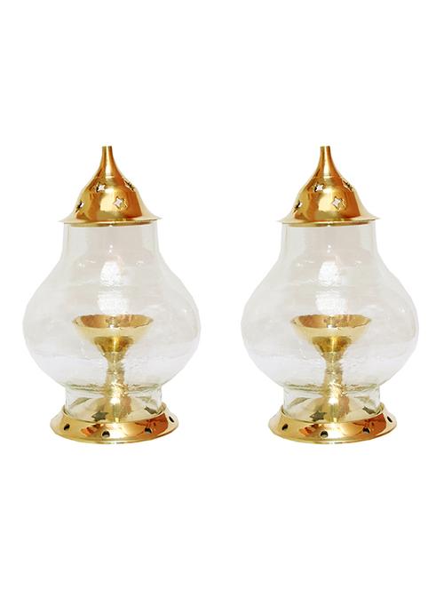 decorate india small brass table akhand diya 5.5 inch set - 14905103 - Very Small Image - 1