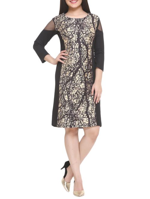 black printed a-line dress - 14905675 - Very Small Image - 1