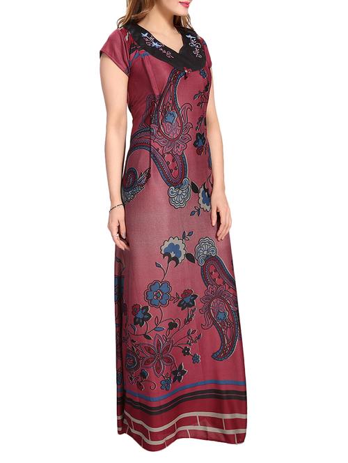 red satin maternity wear gown - 14905874 - Very Small Image - 1