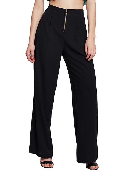 black solid flat front trouser - 14907303 - Very Small Image - 1