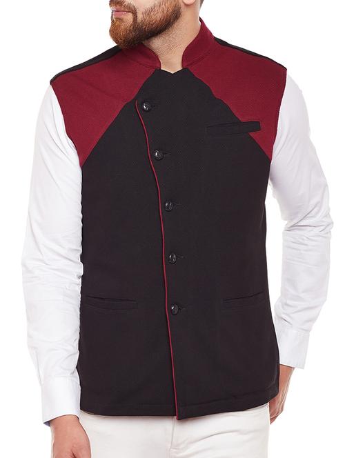 black cotton nehru jacket - 14907536 - Very Small Image - 1