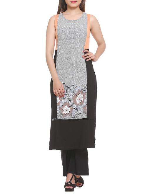 grey georgette straight kurta - 14908254 - Very Small Image - 1