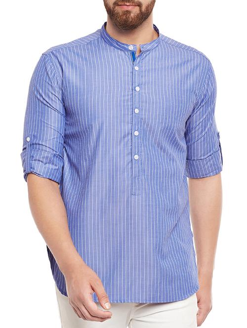 blue cotton short kurta - 14908419 - Very Small Image - 1