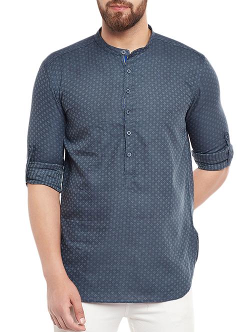 blue cotton short kurta - 14908423 - Very Small Image - 1