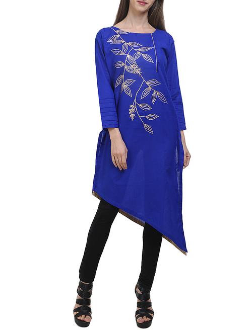 blue cotton straight kurta - 14908543 - Very Small Image - 1
