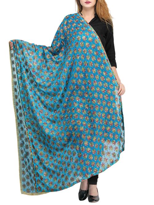 blue poly chiffon dupatta - 14908735 - Very Small Image - 1