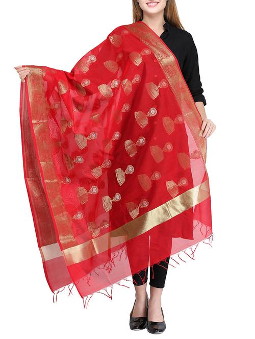 red art silk dupatta - 14908752 - Very Small Image - 1