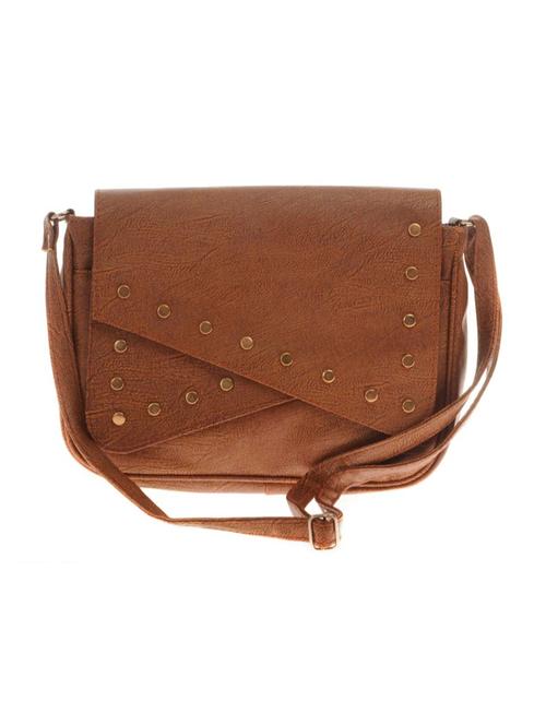 brown leatherette (pu) regular sling bag - 14909739 - Very Small Image - 1