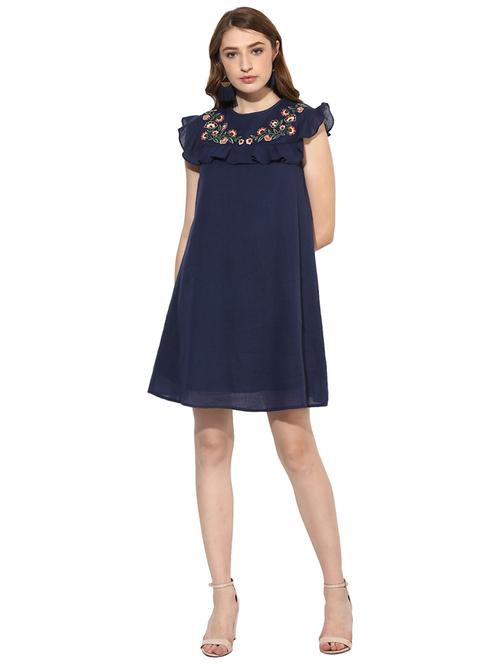 navy blue cotton shift dress - 14909946 - Very Small Image - 1