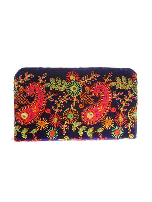 blue  cotton polyester blend minaudiere clutch - 14910013 - Very Small Image - 1