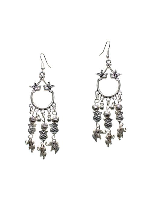 silver oxidized metal drop earring - 14910295 - Very Small Image - 1