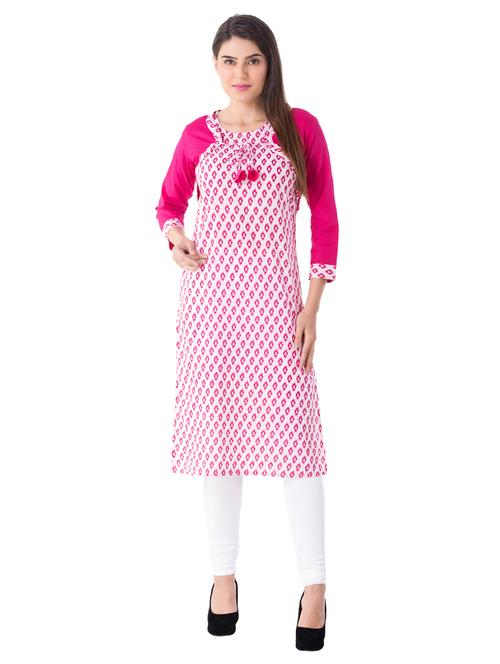 pink cotton straight kurta - 14911839 - Very Small Image - 1