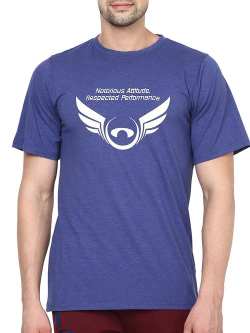 blue cotton chest print tshirt - 14912105 - Very Small Image - 1