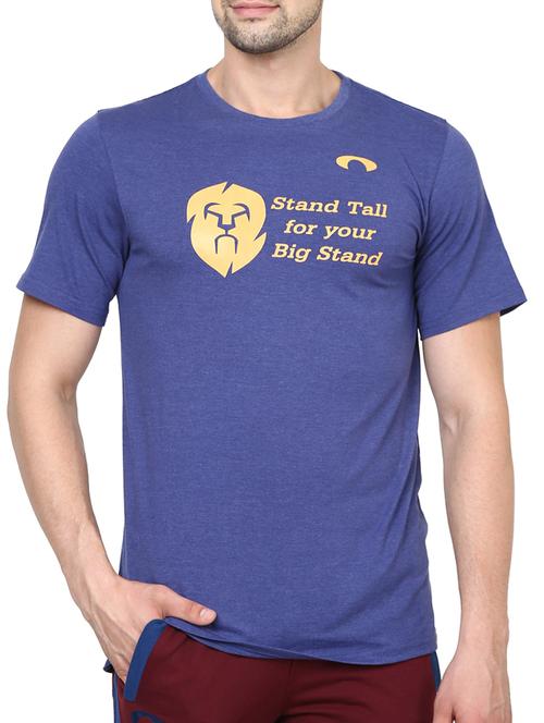 blue cotton chest print tshirt - 14912129 - Very Small Image - 1