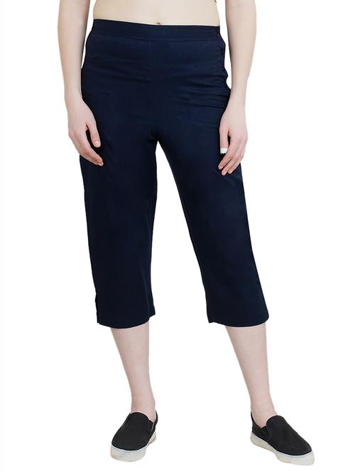 navy blue solid regular capri - 14912181 - Very Small Image - 1