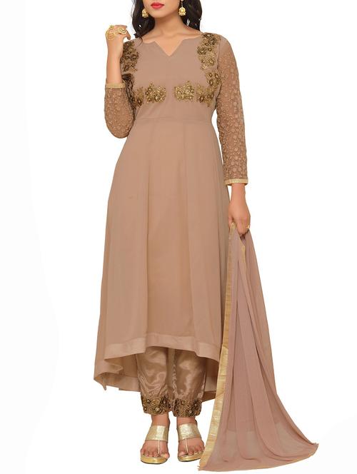 Embroidered Semi-stitched High-low Suit - 14912447 - Very Small Image - 1
