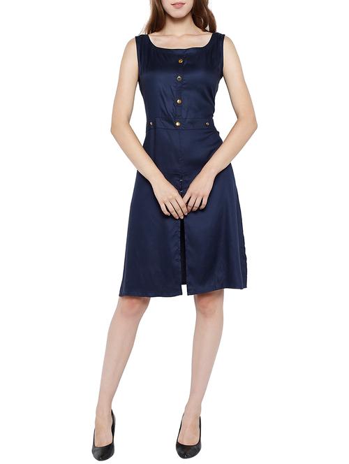 dark blue solid a-line dress - 14912479 - Very Small Image - 1
