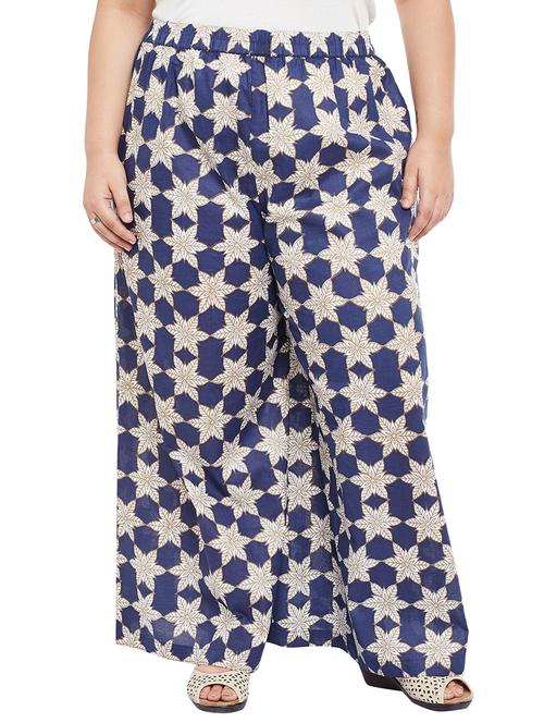 talinum plus size blue cotton palazzo - 14912740 - Very Small Image - 1