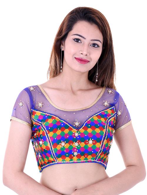 blue silk embroidered blouse - 14912755 - Very Small Image - 1