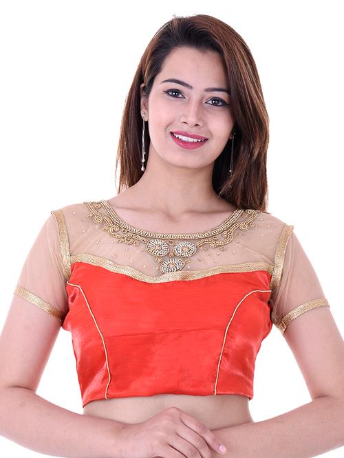red silk embroidered blouse - 14912764 - Very Small Image - 1